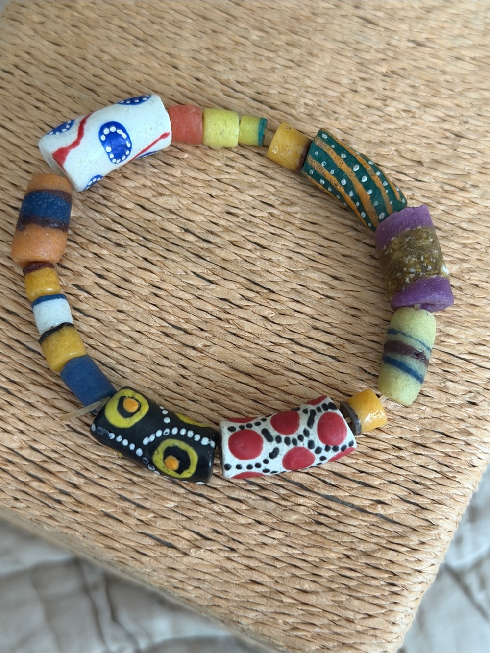 African trading beads stretch bracelet - Picture 4 of 8